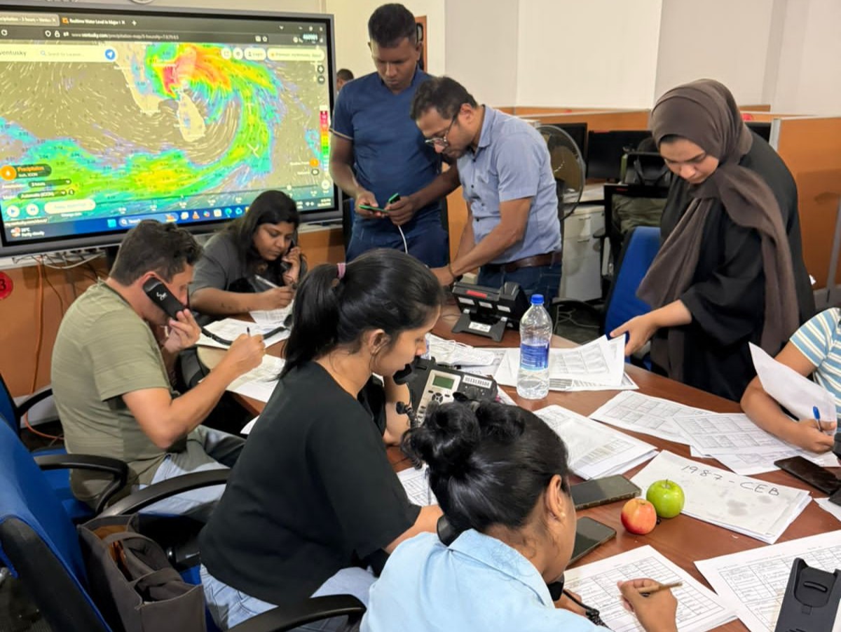 Volunteers manning the phones at the Disaster Management Centre