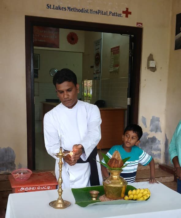 Blessing ceremony as the site is handed to the building contractor